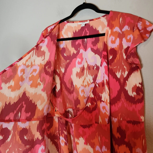 Bar lll Flutter-Sleeve Wrap Maxi Dress. Coral Pink. Size XXL. - Picture 6 of 13